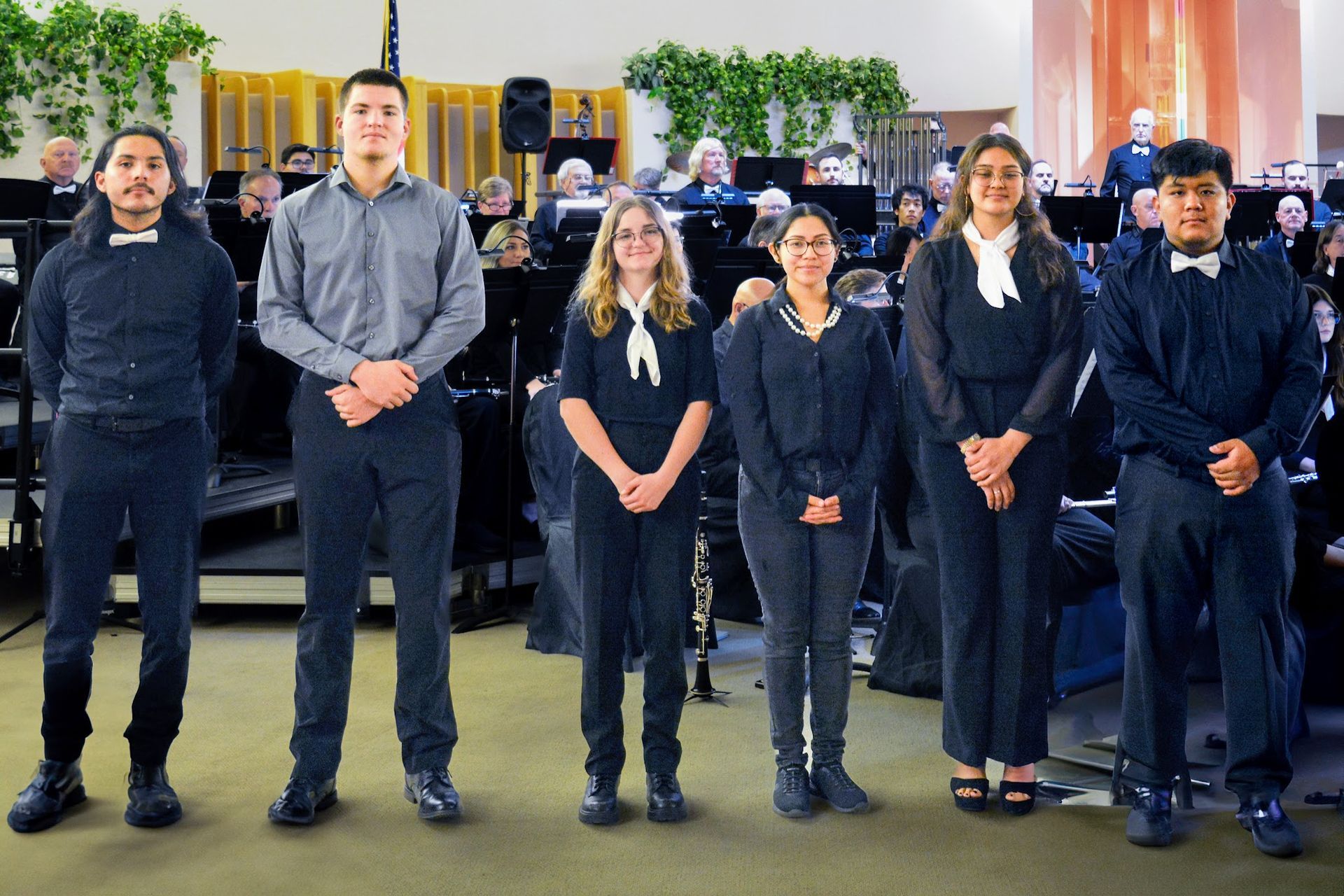 Music scholarship awardees from a few years back after receiving their awards.
