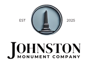 Johnston Monument Company logo with obelisk emblem, EST 2025.
