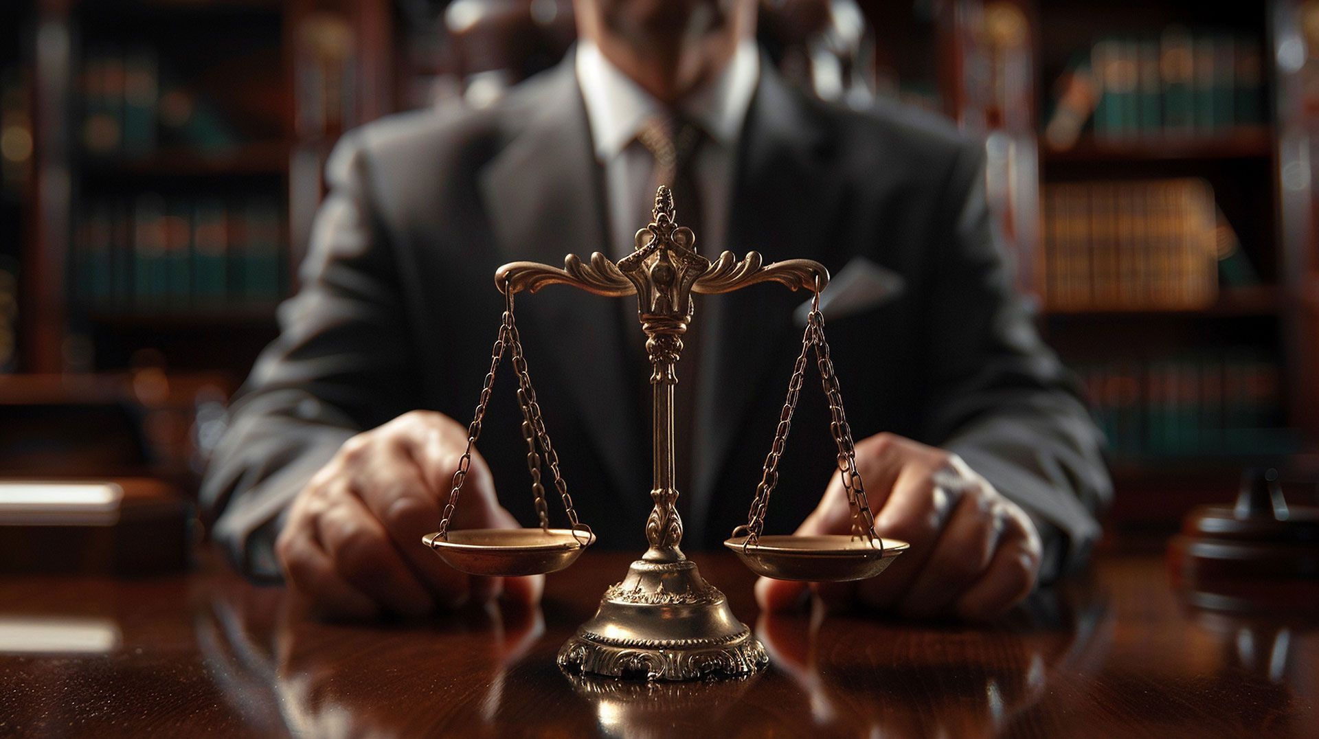Government official making a civil court decision, scales of justice, equal authority on marriage and divorce.