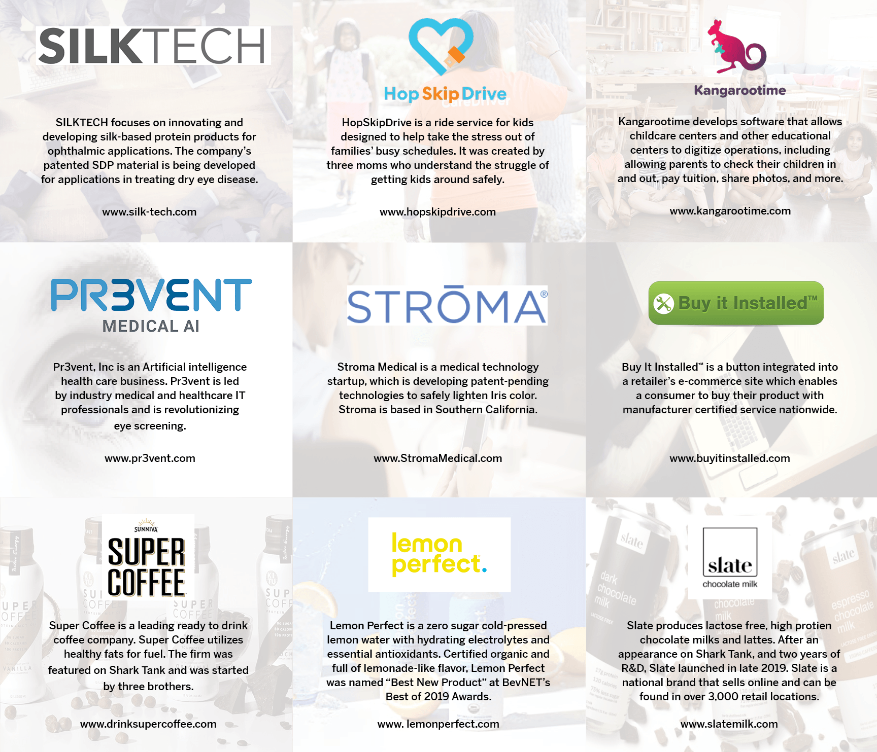 A collage of advertisements for silktech and stroma
