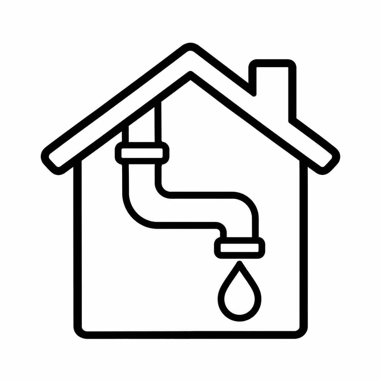 House with plumbing pipe and dripping water icon
