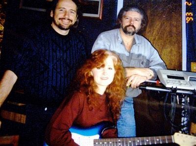 David with Keith Gaudette and bon at City of Light Studios in Lakepost recording “Pop Jungle “Cd  1996