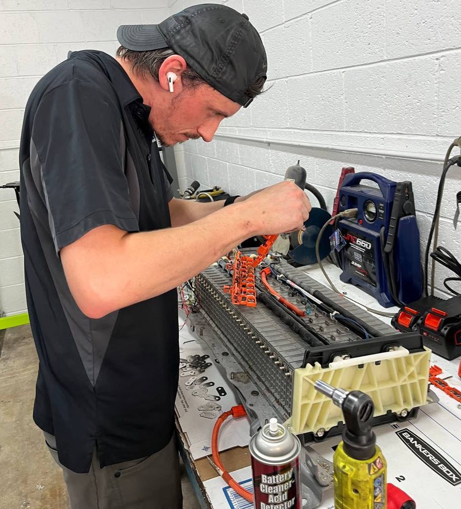 Prius hybrid battery during disassembly