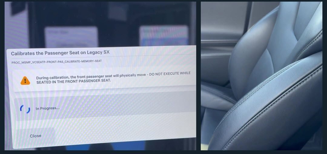 Tesla Model S passenger seat calibration in Service Mode