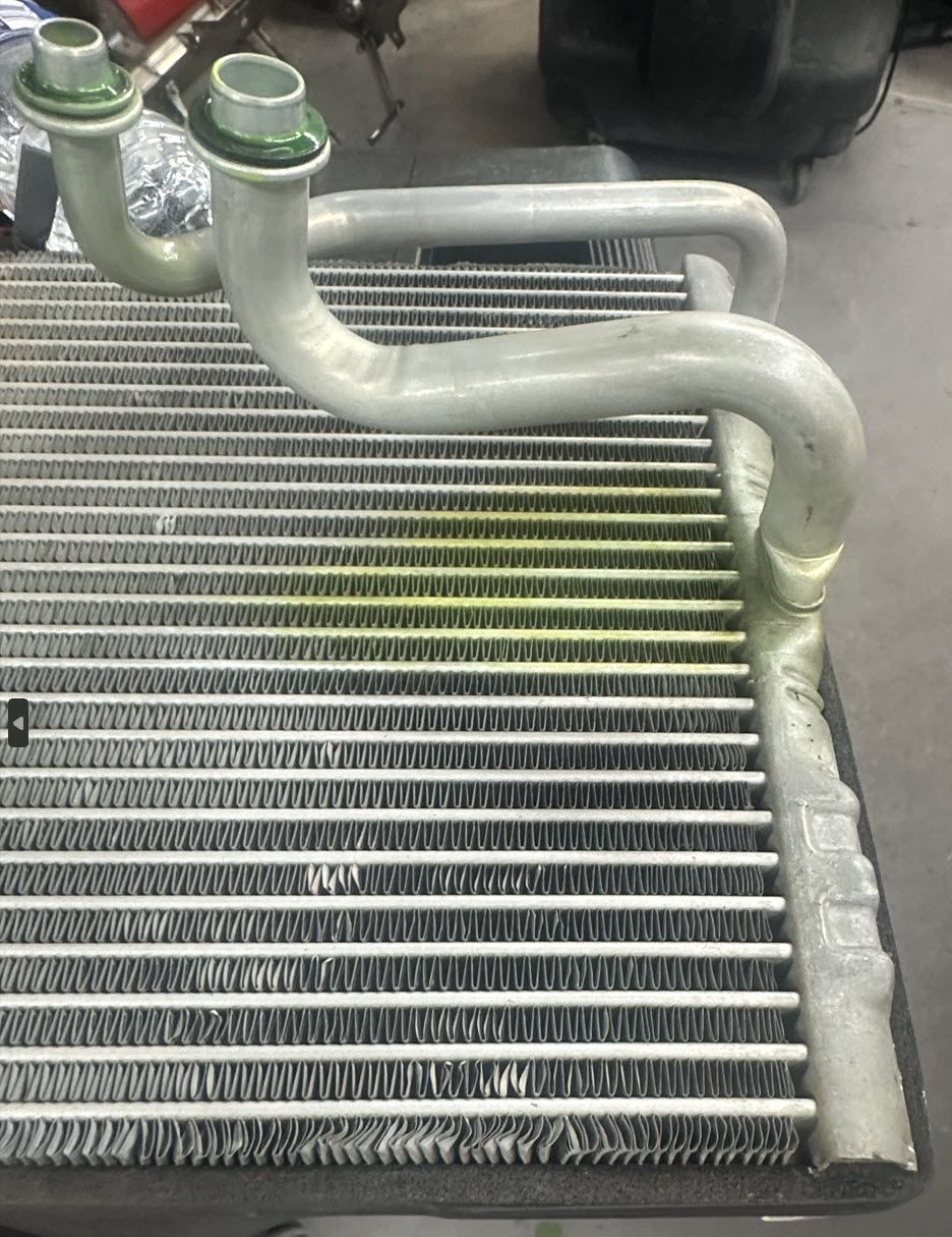 Refrigerant dye on leaking Buick evaporator core