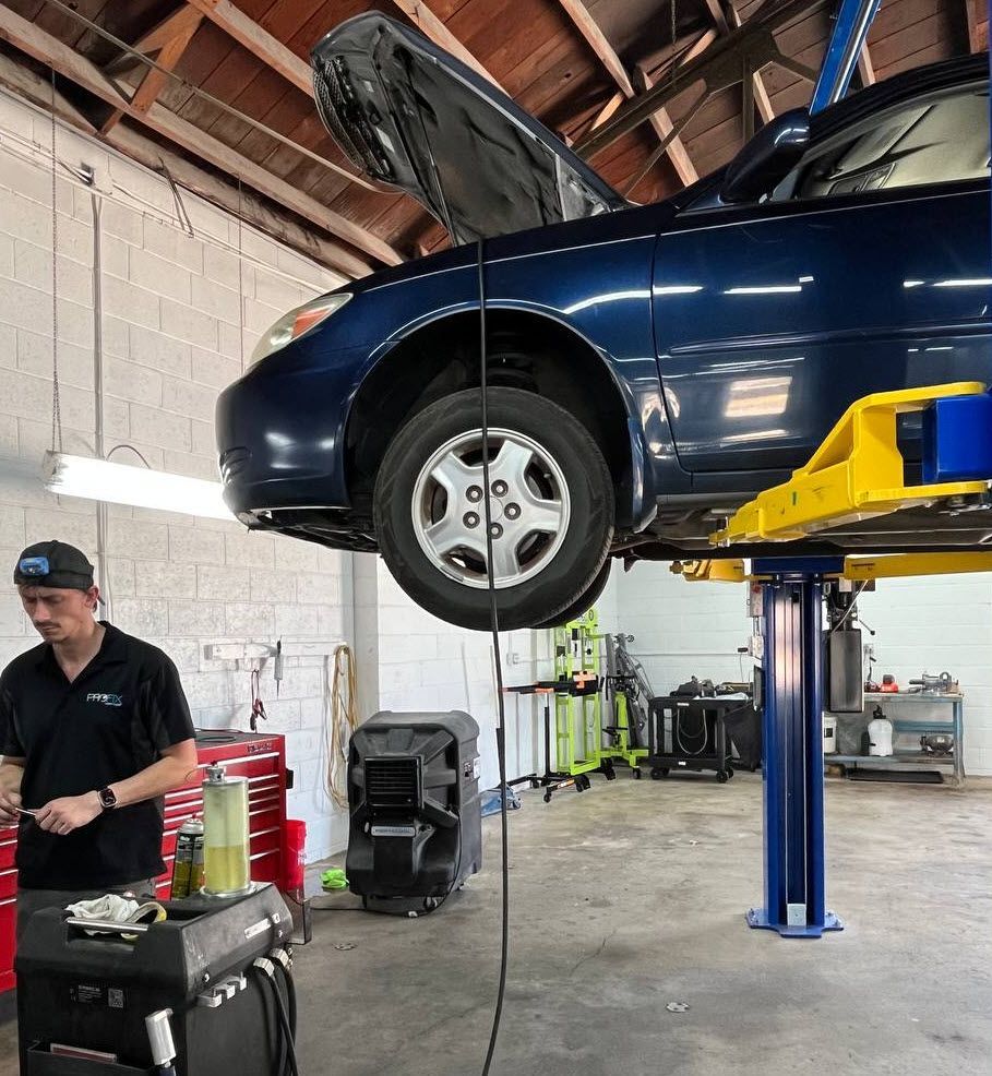 Putting the vehicle on the lift gives our technicians a much better view of steering, suspension, leaks and other components that can't be properly evaluated from above.