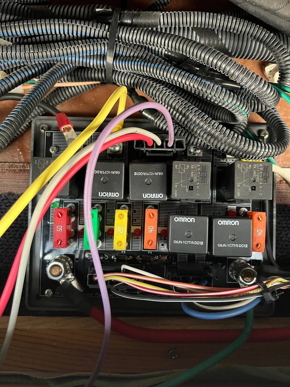 Shuttle bus A/C condenser fan relays and fuses during electrical diagnosis