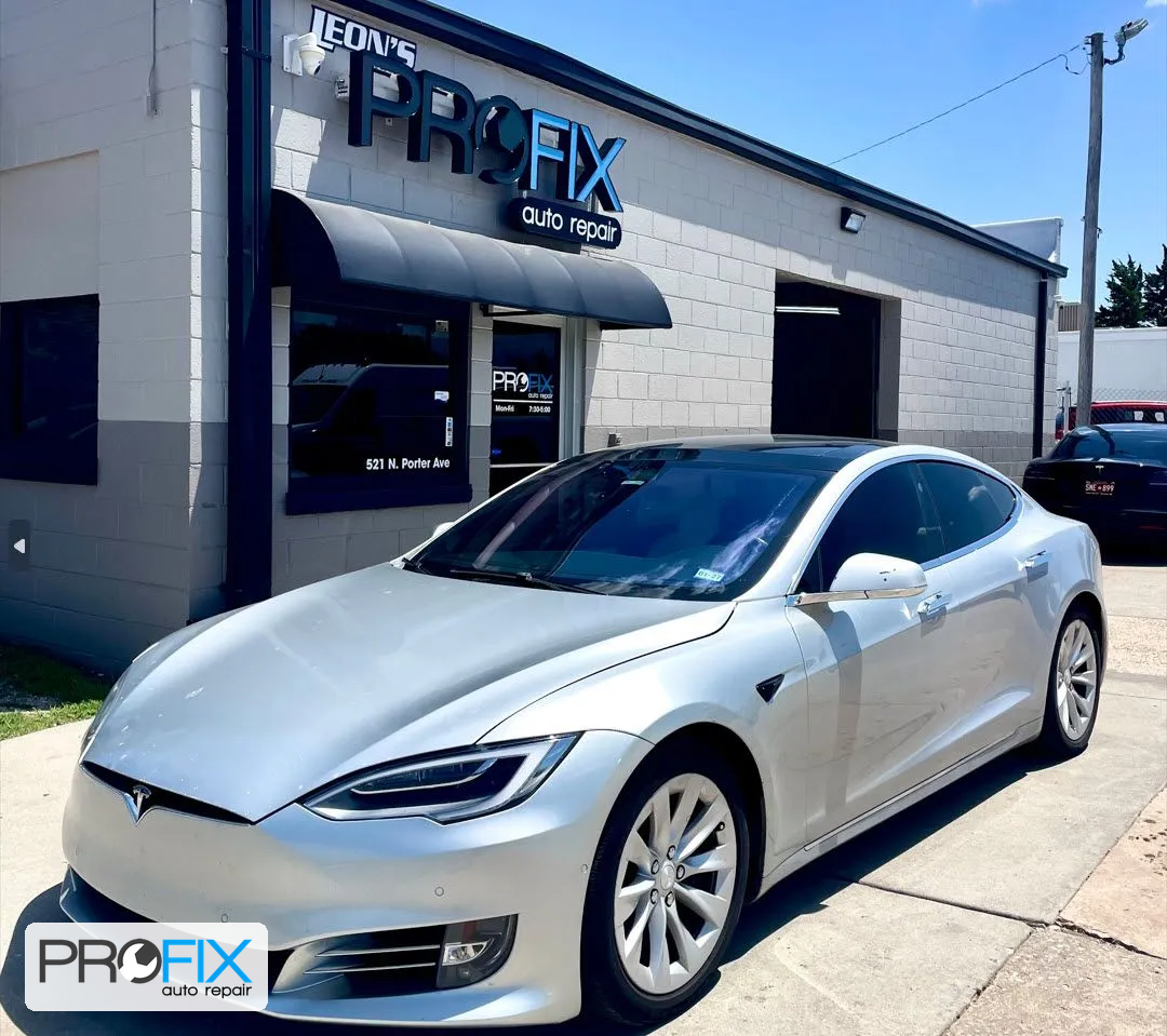 Silver Tesla Model 3 at PROFIX East in Norman