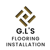 G.L’s Flooring Installation logo with gold geometric emblem and black text on white background