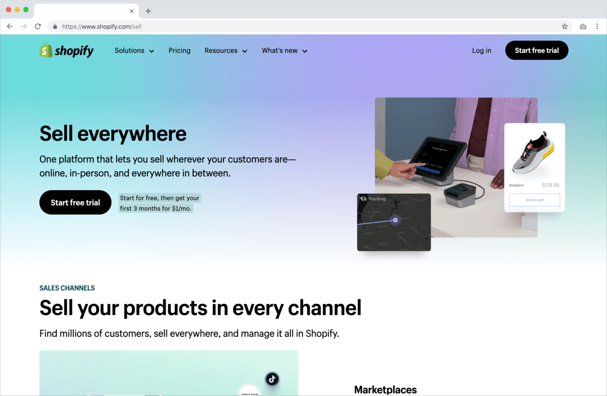 a Shopify website about selling online written by freelance copywriter, Anam Ahmed.