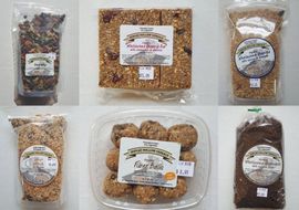 A collage of different types of granola bars and cookies