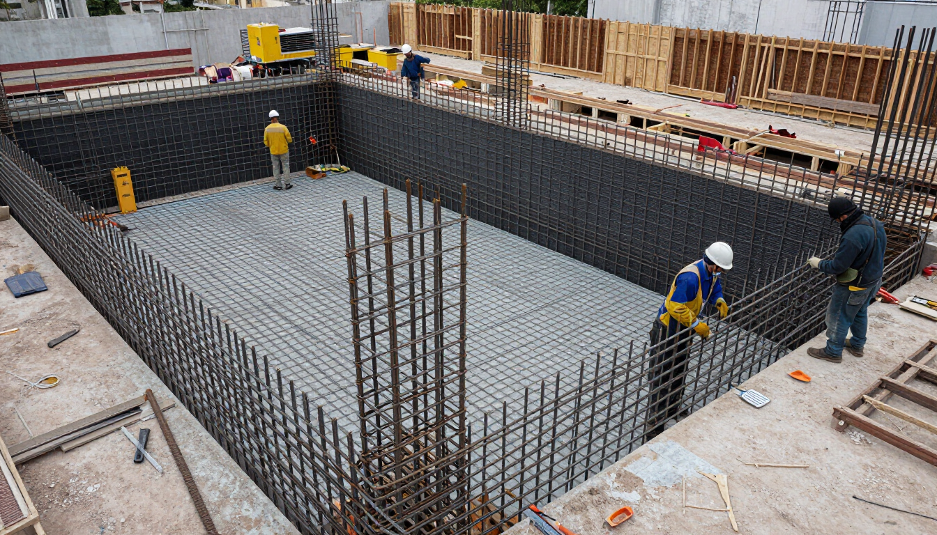 Armado estructural de una piscina de hormigón a medida