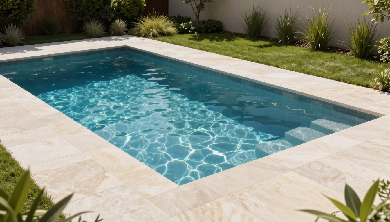 Piscina residencial con distintos acabados y agua cristalina