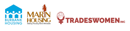 Logos for Burbank Housing, Marin Housing, and Tradeswomen Inc.
