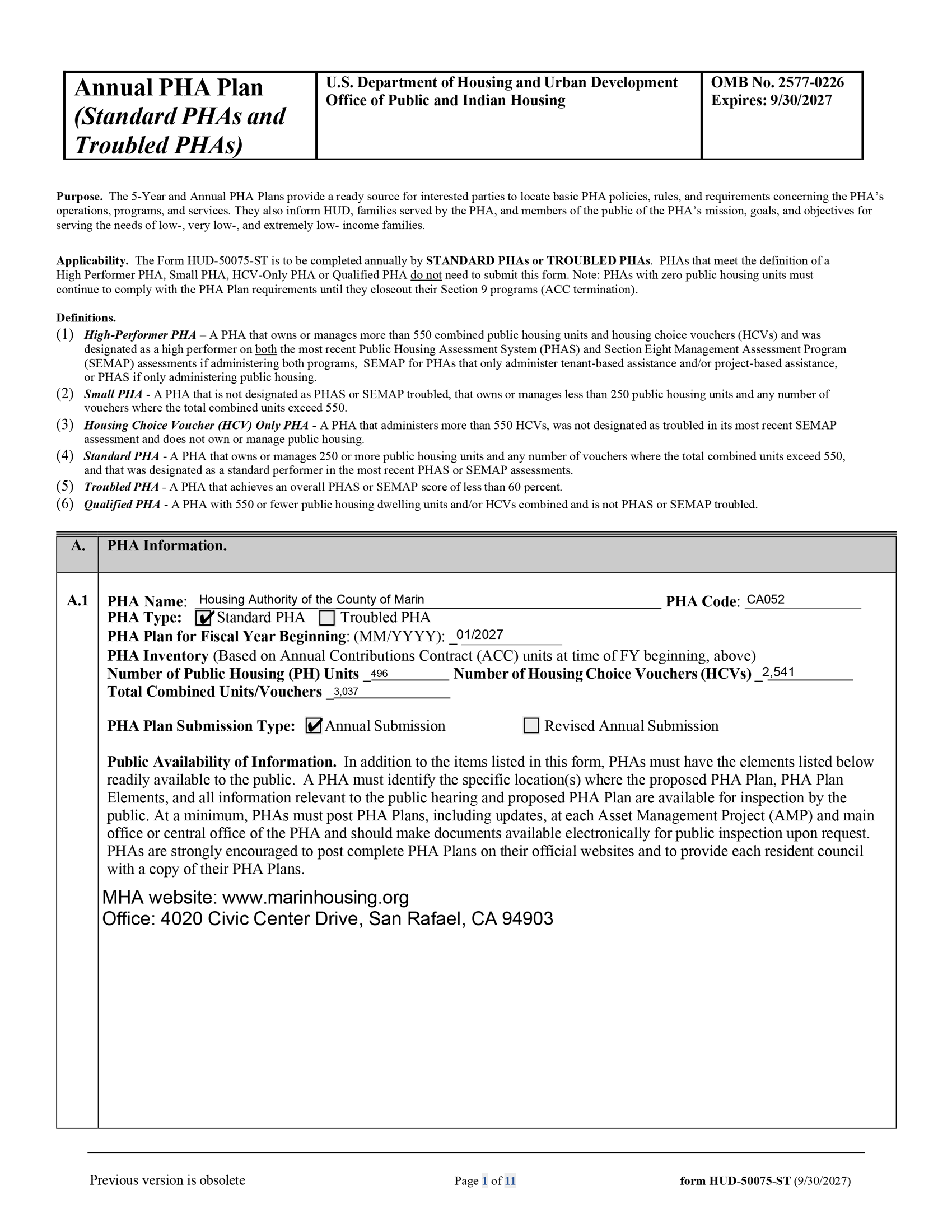 Annual PHA Plan FYB 2027