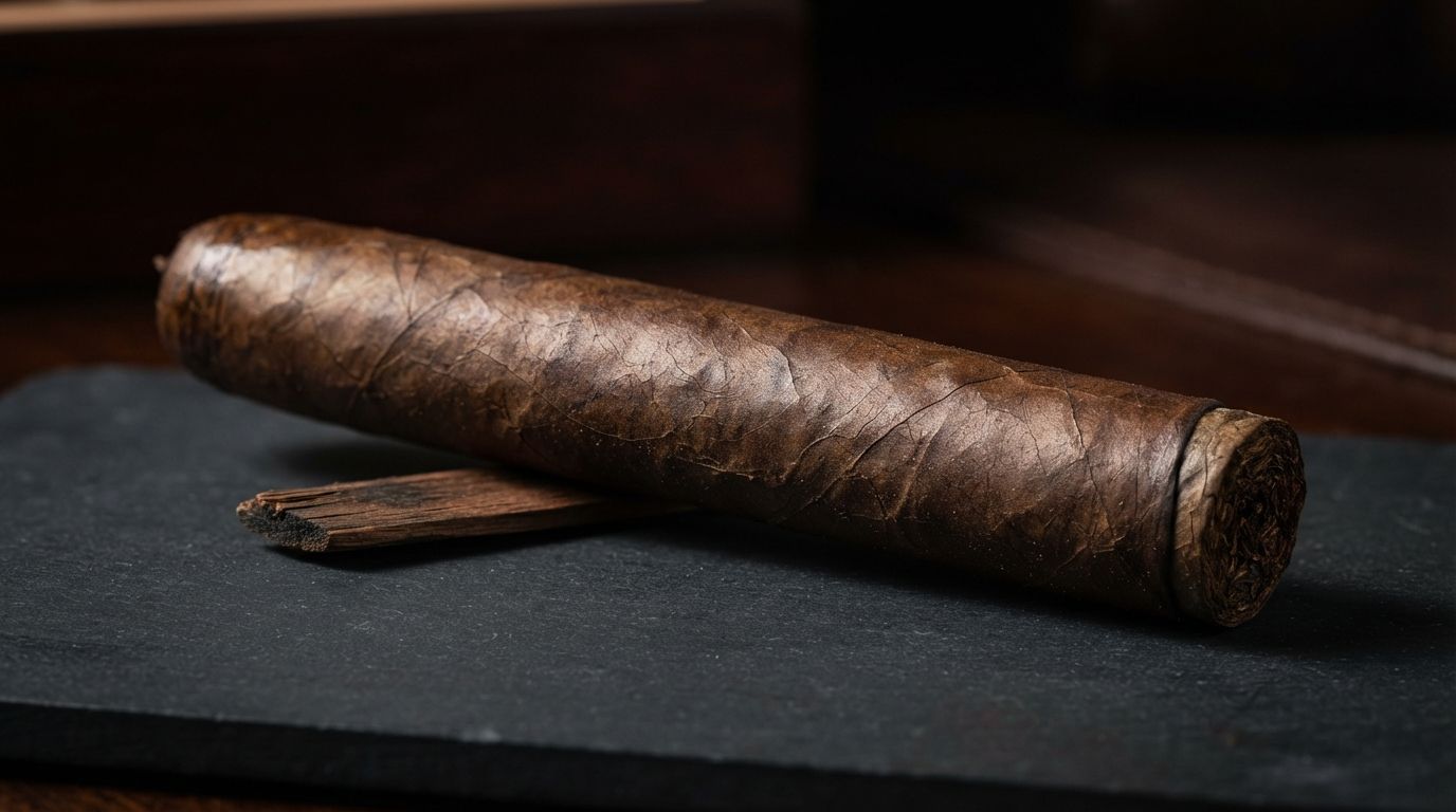 Person lighting a cigar with a lighter, close-up in a warm indoor setting.