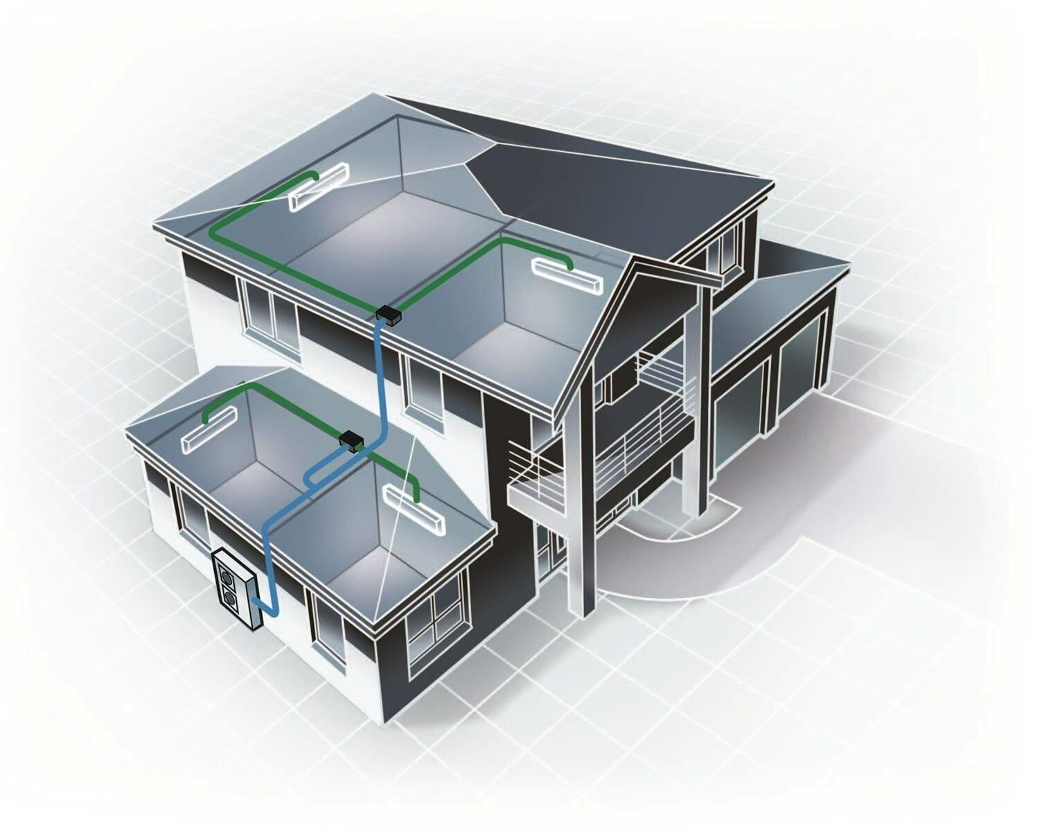 A 3d Model Of A House With A Lot Of Windows — Jervis Bay Airconditioning In Huskisson, NSW