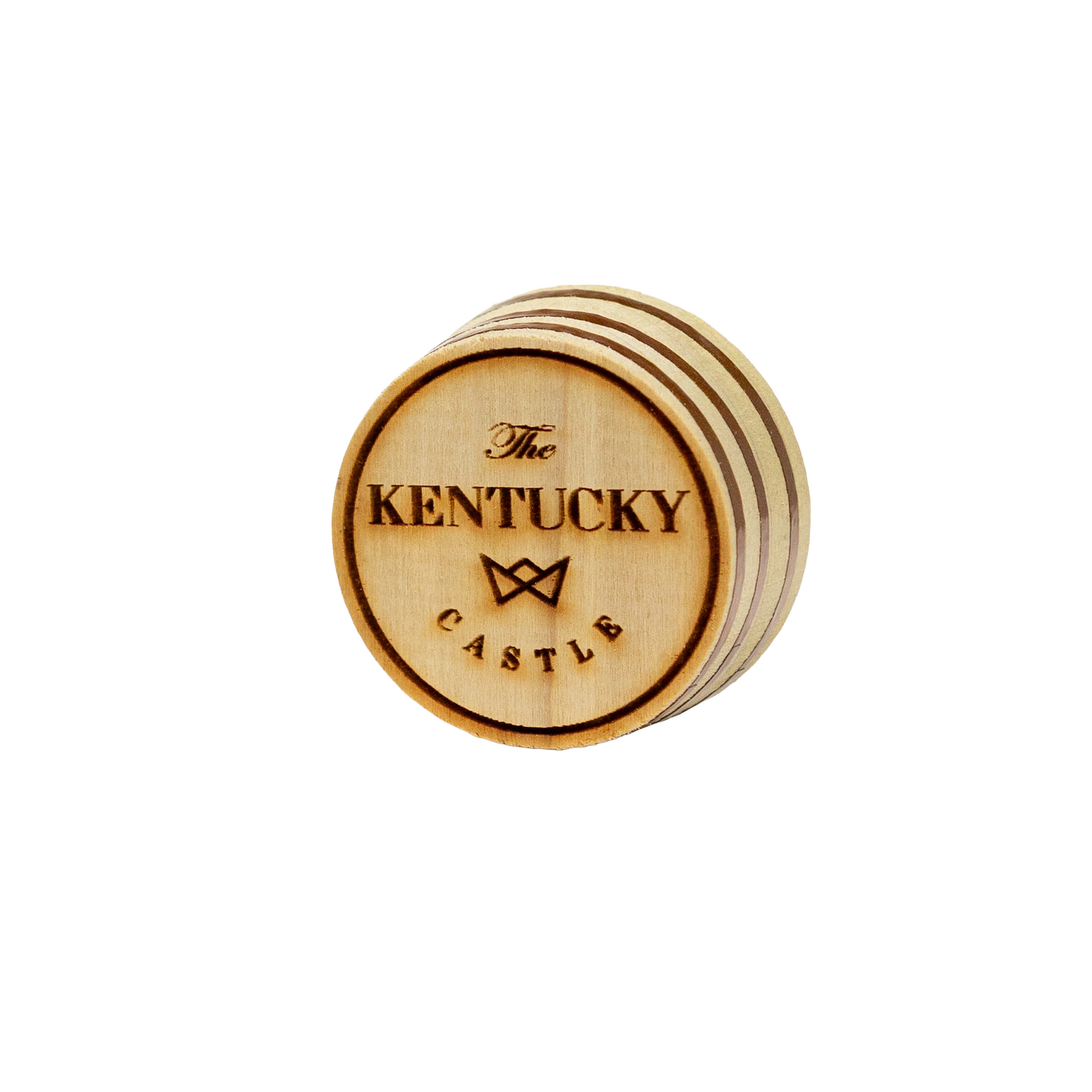 Wooden barrel-shaped coaster with