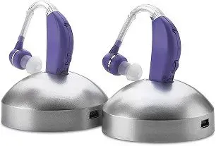 Two purple-and-silver bedside humidifiers with clear tubes and white nozzles