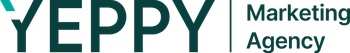 A logo for yeppy marketing agency on a white background