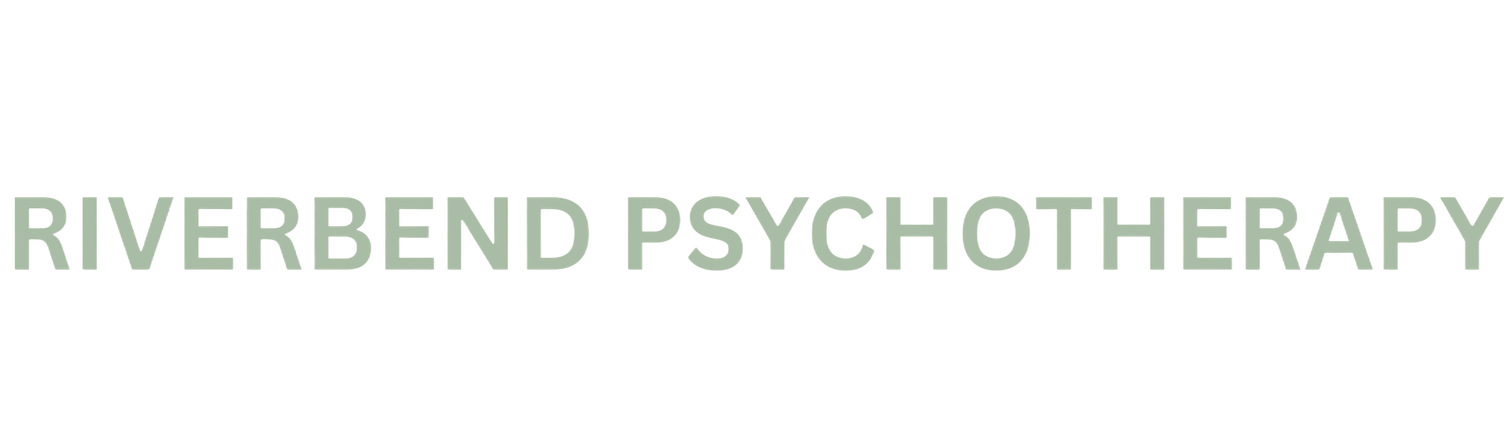 Riverbend Psychotherapy logo in pale green text on a white background