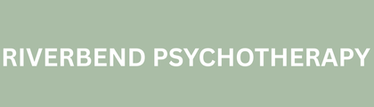 White “RIVERBEND PSYCHOTHERAPY” text on a pale green background