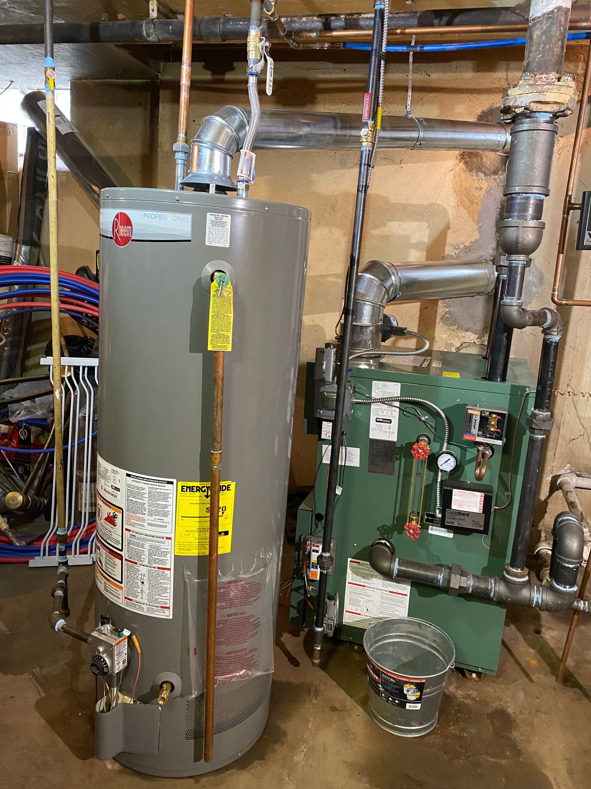 HVAC technician inspecting a residential furnace unit