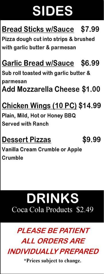 Crico's Pizza & Subs - Sides Menu