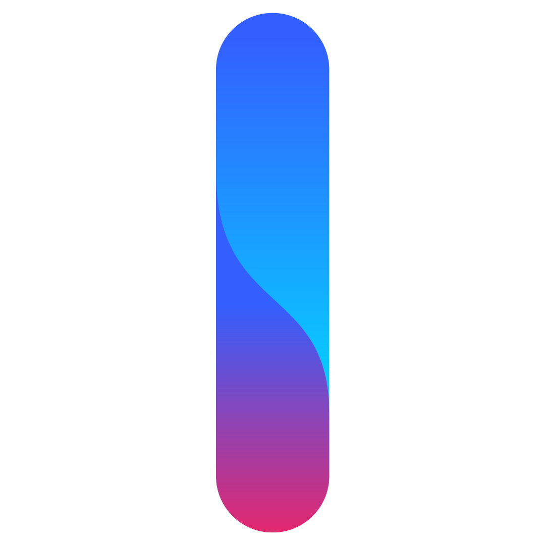 A blue and red letter i on a white background.