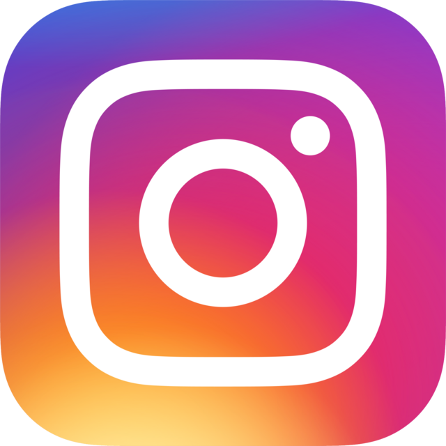 The instagram logo has a purple and orange background