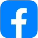 The facebook logo is a blue square with a white f on it.