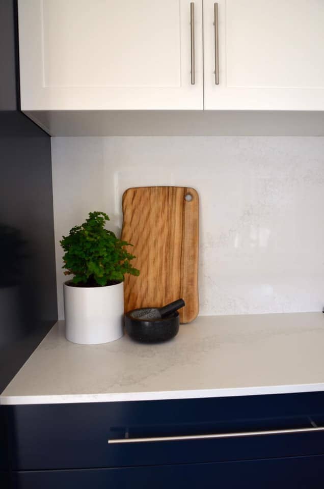 Kitchen Stone Benchtop with Stone Splashback — West Stone Benchtops in Orange, NSW
