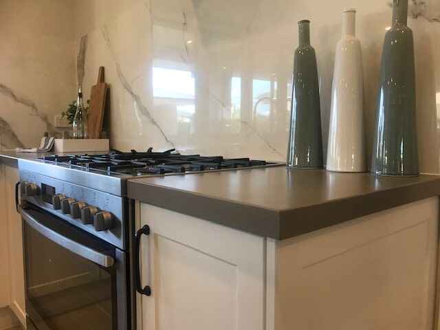 0mm Stone Benchtop with Marble Splashback — West Stone Benchtops in Orange, NSW