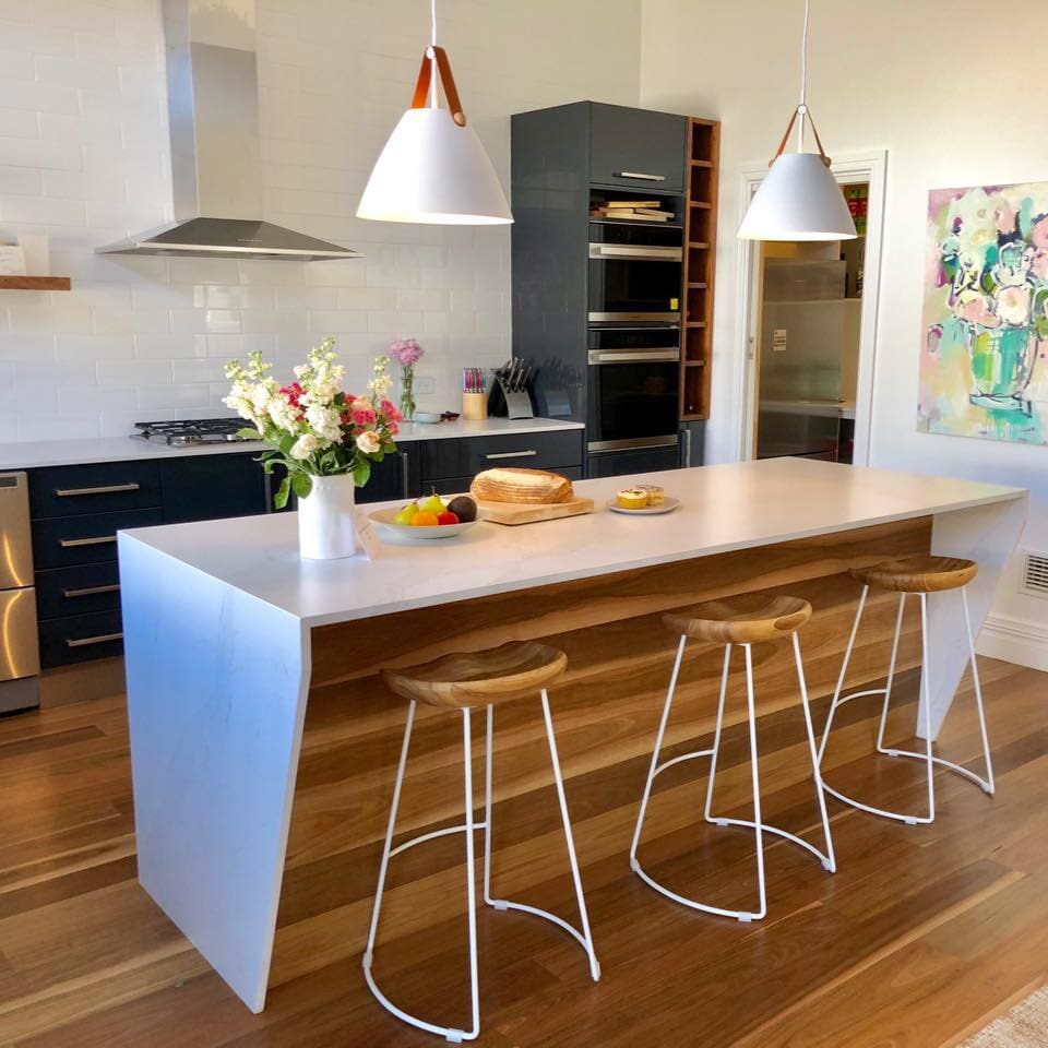 Kitchen Benchtop with Tapered Waterfall Ends — West Stone Benchtops in Orange, NSW