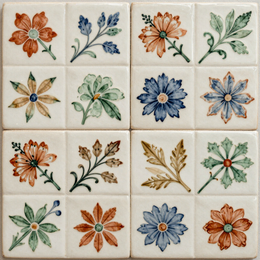 Tile with floral pattern