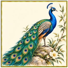 Tile with peacock design