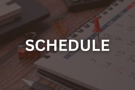 Calendar photo with black overlay that reads schedule