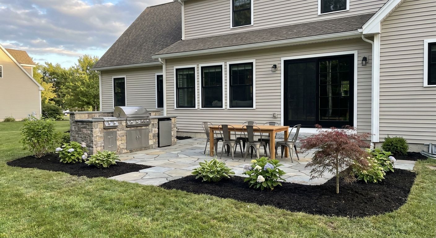 Patio and landscaping