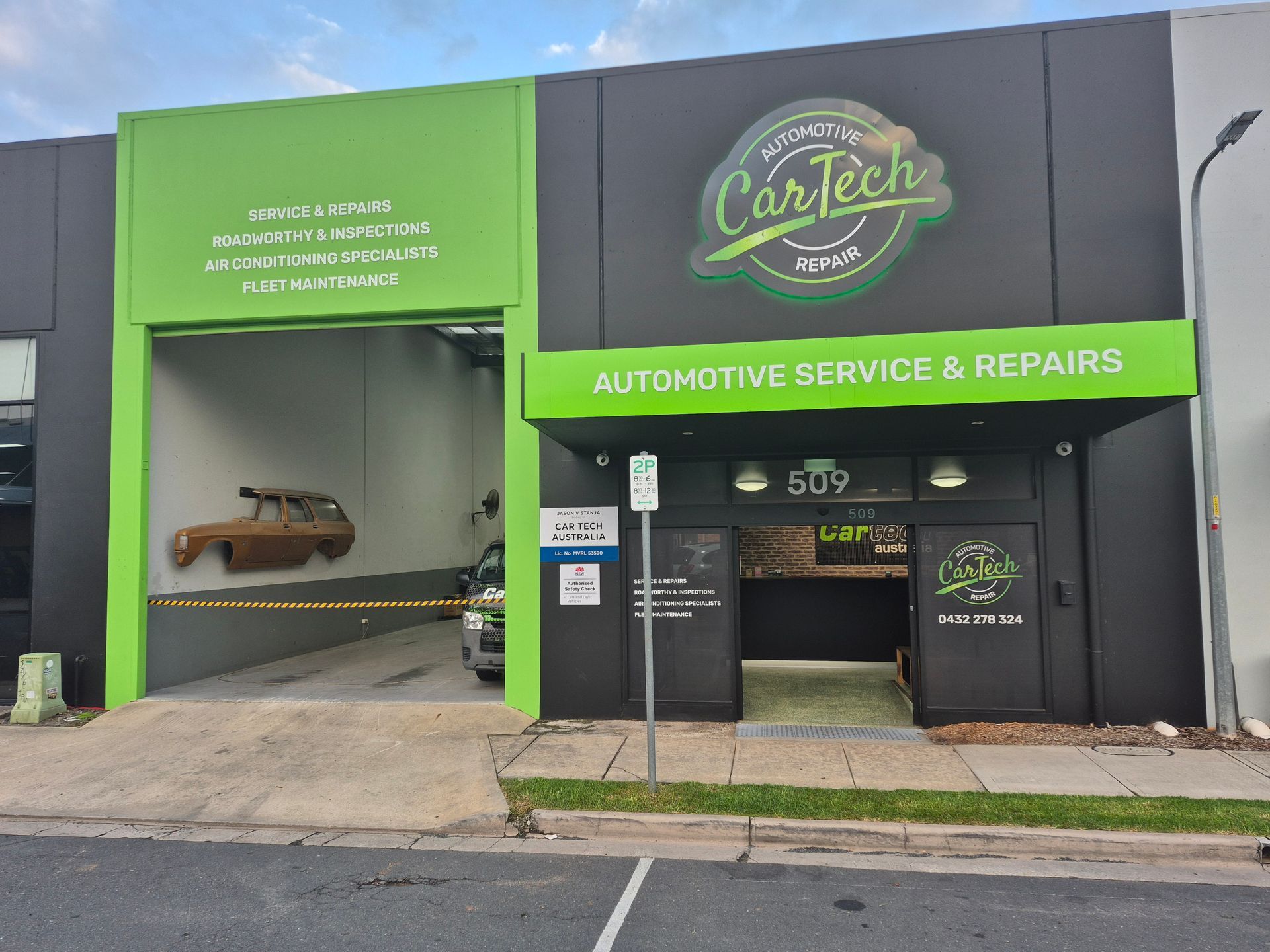 CarTech automotive service and repair shop with green and black facade — Cartech Australia in Albury, NSW