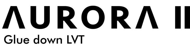 A black and white logo for aurora ii glue down lvt