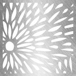 A stainless steel fence with a white pattern on it.