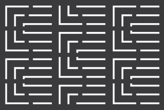 A black background with white lines and the word feels