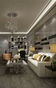 A living room with a couch , table , chairs and a chandelier.