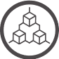 Three cubes are stacked on top of each other in a circle.