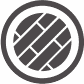 A black and white icon of a brick wall in a circle.