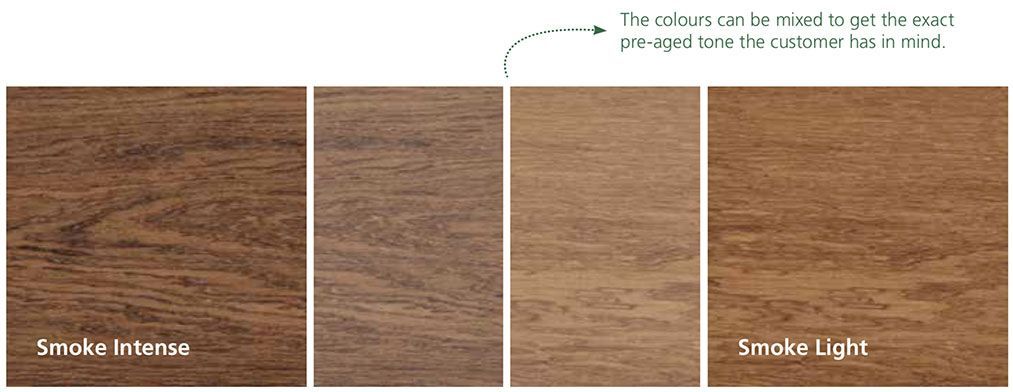 A picture of three different shades of wood.
