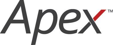 The apex logo is shown on a white background.