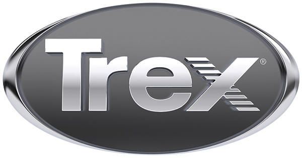 The trex logo is a gray oval with a silver rim.