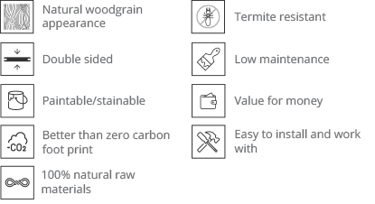 A diagram showing the benefits of natural woodgrain.