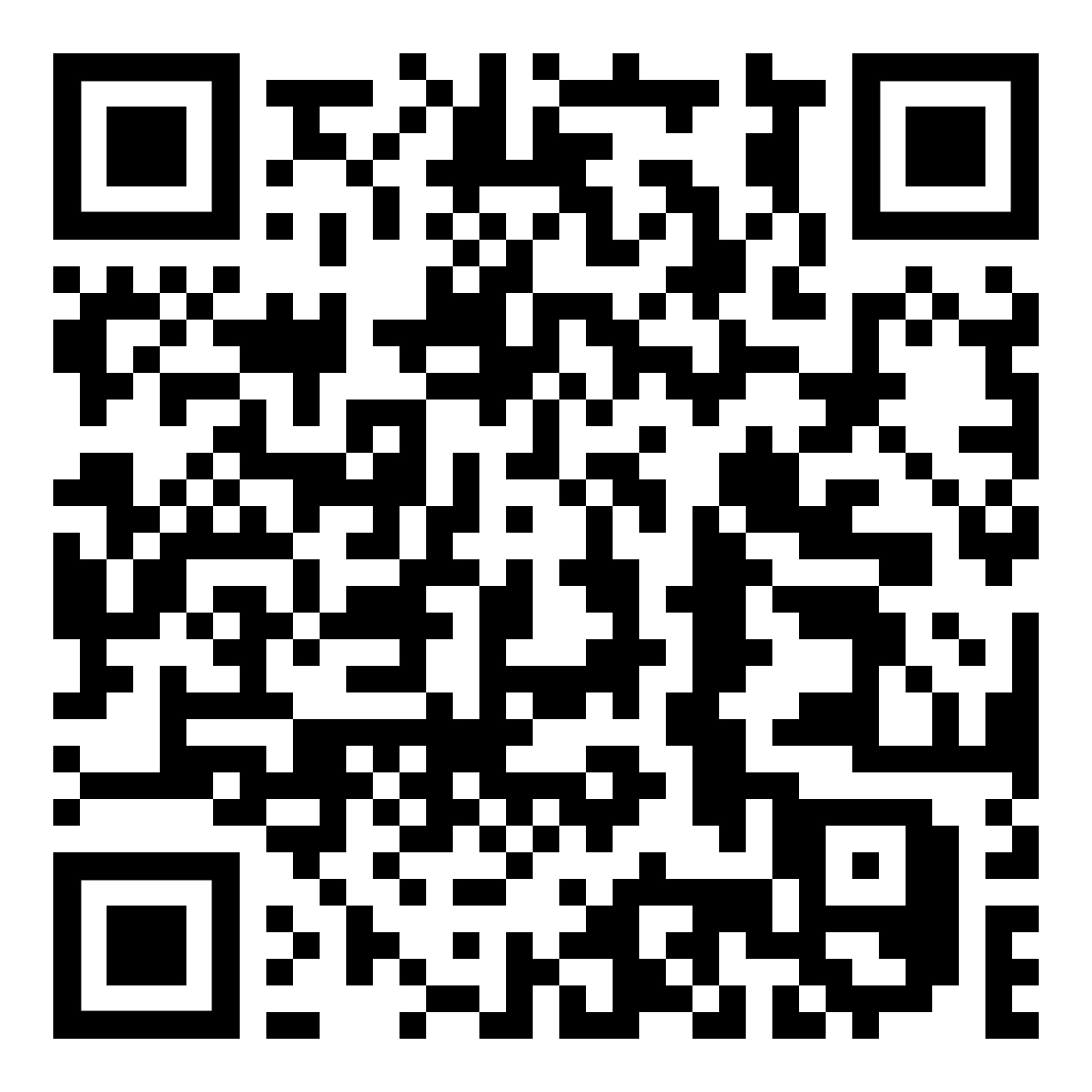 QR code with black and white squares.
